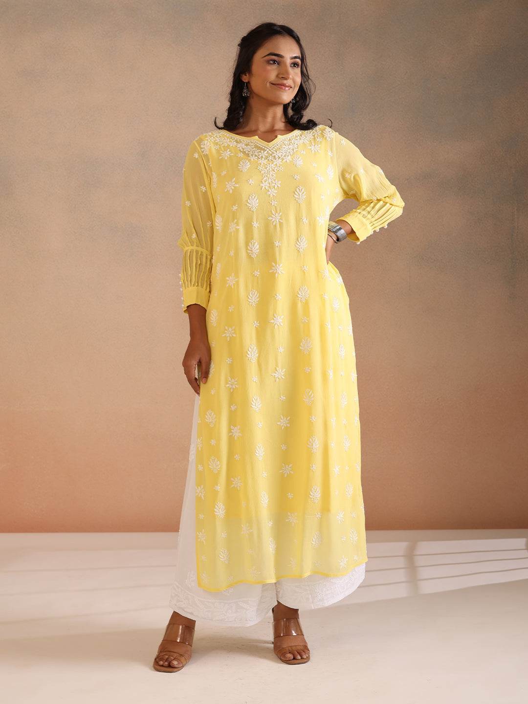 RAFINA GEORGETTE KURTA - KRI CHIKANKARI